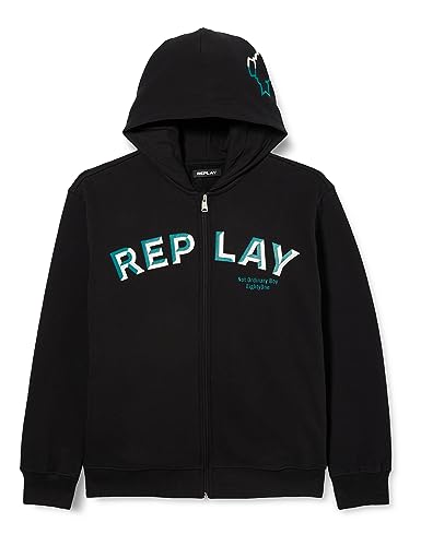 Replay Bluza chłopięca z kapturem, 098 BLACK, 8 Lat