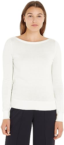 Tommy Hilfiger Damski sweter CO Jersey Stitch Boat-NK Swetry Swetry, Ecru, XXS, Ecru, XXS