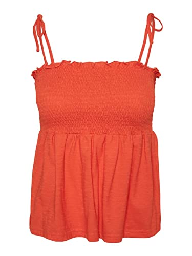 VERO MODA Damska koszulka Vmjeane Singlet Top JRS Ga, spicy orange, L