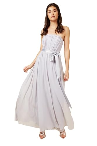 Little Mistress Damska krawat w talii Multiway sukienka maxi dla druhny, rozmiar 14 UK, szary