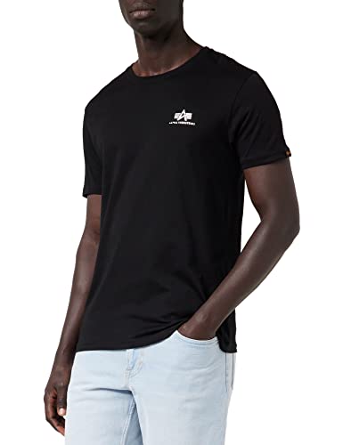 ALPHA INDUSTRIES Męski T-Shirt Basic Small Logo Foil Print Black/Yellow Gold, czarny/srebrny metaliczny., M