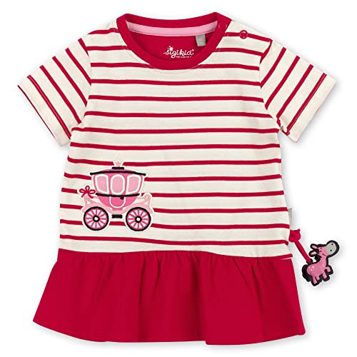 Sigikid Dziewczęca sukienka dziecięca, Czerwony-biały/w paski/koń, 98 cm