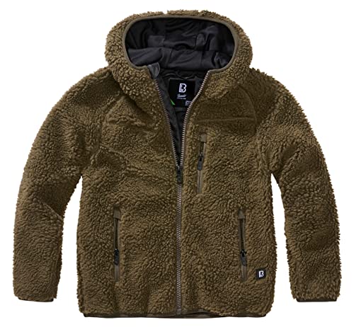 Brandit Kids Teddyfleecejacket, bluza z kapturem Teddy Mixed, Oliwa, 122