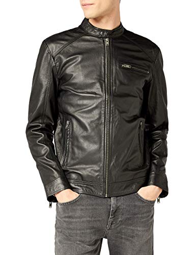 SELECTED HOMME Męska kurtka Shnnew Tylor Leather JKT Noos, czarny (czarny), M