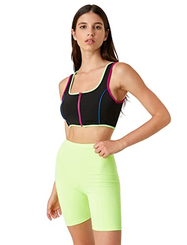 Koton Damski biustonosz sportowy z odkrytymi nogawkami, czarny (999), XS