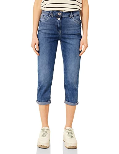 Cecil Damskie spodnie dżinsowe B375087 3/4, slim jeansy, mid blue used wash, W28/L24