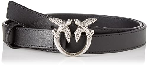 Pinko Love Berry H2 Belt Cielęcina Zestaw Pasek Damski, Z99o_czarny-stary srebrny, XS