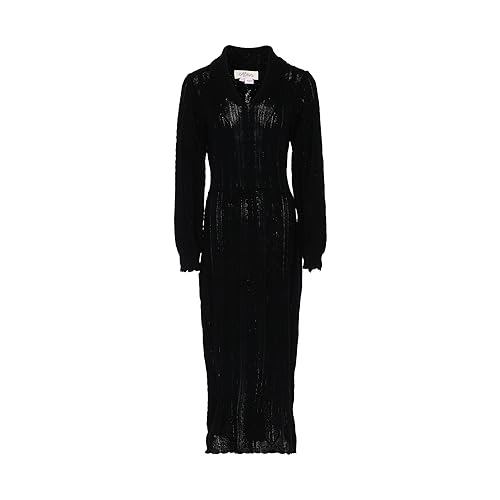 Aleva Damska długa spódnica z dzianiny z kołnierzem dla lalek i talią, czarna, rozmiar XL/XXL, czarny, XL