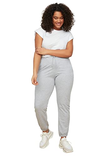 Trendyol Damskie spodnie dresowe Plus Size Normalna talia Skinny Fit Jogger Plus Size, Szary, XL