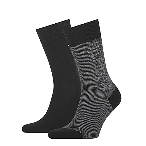 Tommy Hilfiger Męskie skarpety Rib Logo Men's Classic Sock, czarny, 43 EU