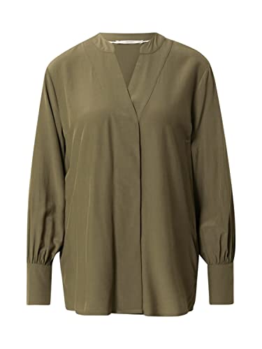 ESPRIT Bluzka z dekoltem w serek, LENZING™ ECOVERO, 355/ciemny khaki., M