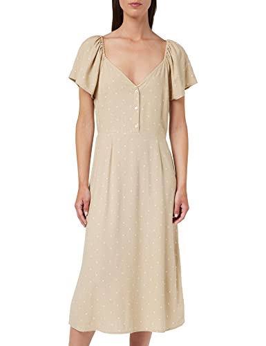 VERO MODA Sukienka damska VMMYMILO SS Calf Dress WVN GA, Irlandzki krem/Aop: śnieżnobiałe kropki, S