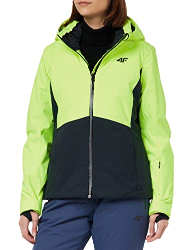 4F Damska kurtka narciarska Kudn010 Jeans, Lemon Neon, 38, Lemon Neon, 38