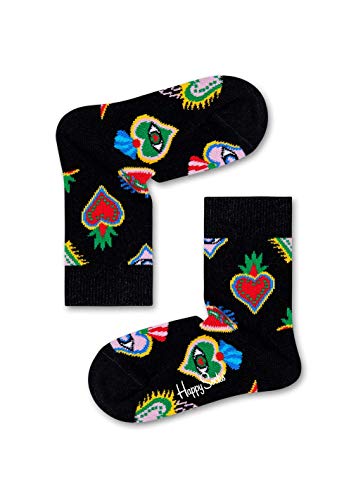 Happy Socks Kids Sacred Heart Sock, Skarpety dla dzieci, Żółty-Zielony-Czerwony-Niebieski-Fioletowy (2-3Y)