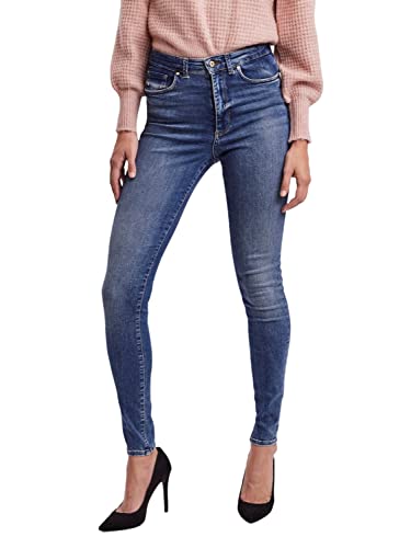 VERO MODA Dżinsy damskie o dopasowanym kroju VMSOPHIA z wysokim stanem, niebieski (medium blue denim), L