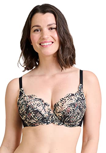 Sans Complexe Damski klasyczny biustonosz, fiszbiny, Nadruk tropikalny, czarny, 95C