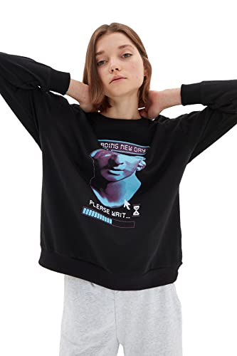 Trendyol Bluza damska, czarna, dzianinowa, XS