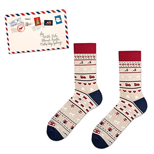 ZOOKSY Skarpetki Długie Świąteczne Damskie i Męskie Unisex CHRISTMAS letter BOX 41-46