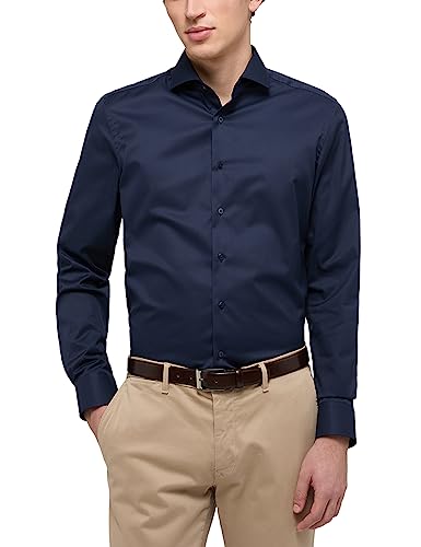 Eterna Męska koszula z długim rękawem Slim FIT Cover Twill Navy UNI, 17, granatowy, 42