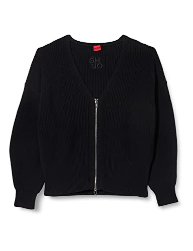 HUGO Damski kardigan Sottella Knitted-Cardigan, czarny1, luźny krój