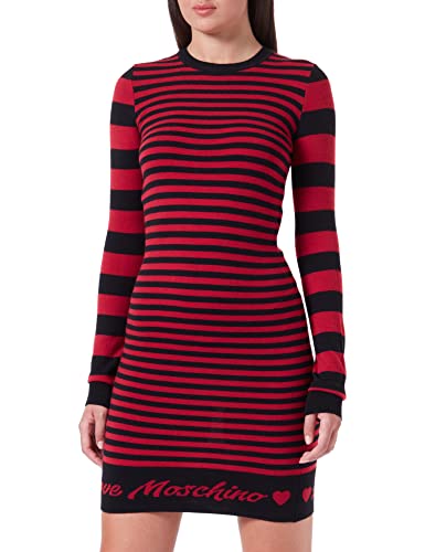 Love Moschino Damska sukienka z długim rękawem, czerwony czarny (Red Black), 44