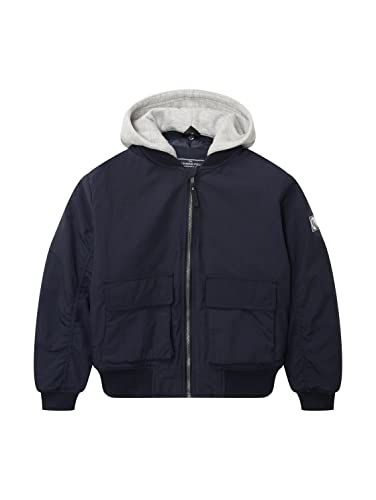 TOM TAILOR Chłopcy Dziecięca kurtka bomberka z kapturem 1033347, 10668 - Sky Captain Blue, 128