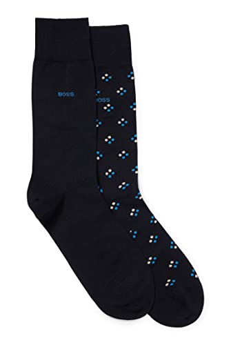 BOSS Męskie skarpety 2P RS MiniPattern MC z merceryzowanej mieszanki bawełny w dwupaku, Dark Blue401, 39-42 EU