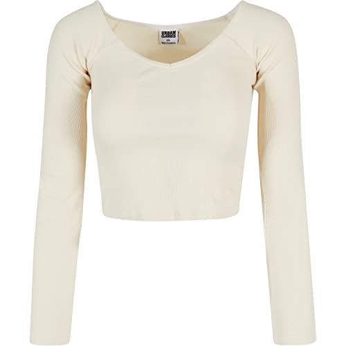 Urban Classics Damska koszulka z krótkim rękawem i szerokim dekoltem w serek, Whitesand, 5XL