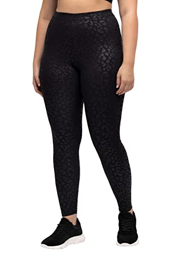 Ulla Popken Damskie legginsy Leprint sportowe, czarne, 62/64, czarny, 62-64