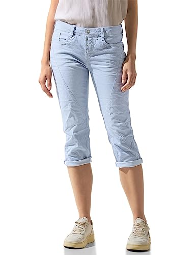 Street One Damskie spodnie jeansowe 3/4, Light Blue Striped Washed, 28W / 22L