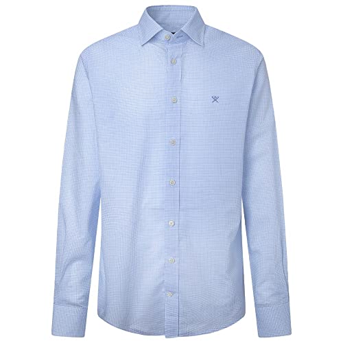 Hackett London Bawełniana/lniana koszula męska, Biały/niebieski, L