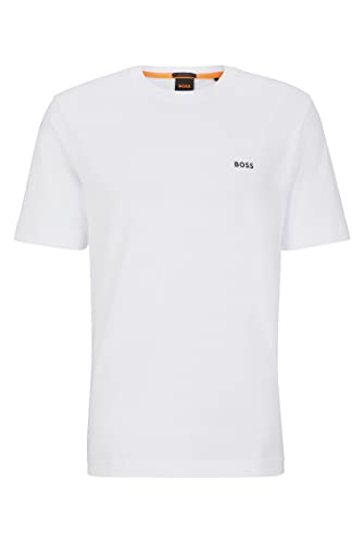 BOSS Męski t-shirt TeeBossRacing Relaxed-Fit z bawełny z nadrukami w stylu wyścigowym, White100, XXL