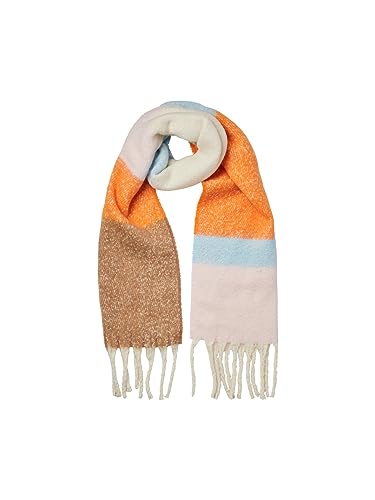 Bestseller A/S Damski szalik Pcbea Long Scarf Noos Bc, Persymona pomarańczowa/szczegóły: COLOUR BLOCKING, jeden rozmiar