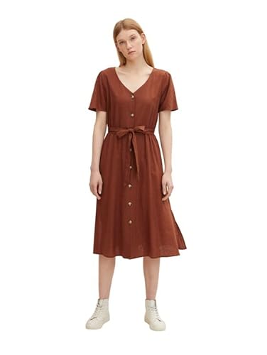 TOM TAILOR Denim Damski sukienka lniana z paskiem 1031873, 29566 - Nut Brown, XS