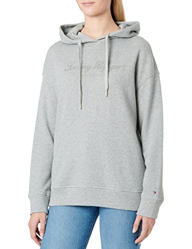 Tommy Hilfiger Damski sweter z kapturem Rlxd Long High Shine Emb, jasnoszary, M, jasnoszary wrzos, M