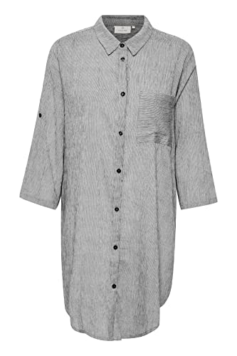 KAFFE KAvivian Koszula Sukienka 3/4 Bluzka, Grafika Leaf/Chalk Stripe, 42 Kobiety