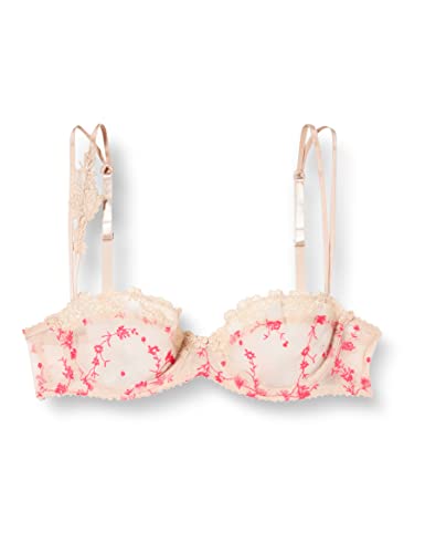 Passionata Damski biustonosz Balconnet na zewnątrz, White Nights Balconette, Dune/Pink Fluo, P40650, Dune/Pink Fluo, 85B