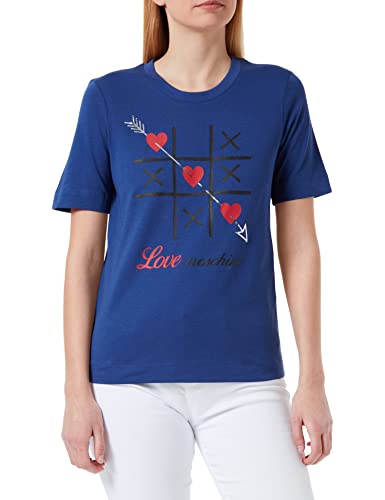 Love Moschino Damska koszulka z nadrukiem marki Tic Tac Toe, NIEBIESKI, 70