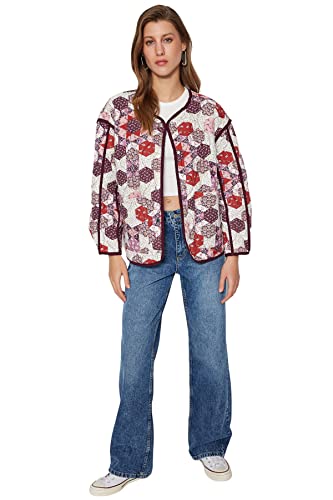 Trendyol Damska kurtka z okrągłym dekoltem o regularnym kroju z okrągłym dekoltem, odzież wierzchnia, wielokolorowa, S, wielobarwny, S