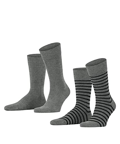ESPRIT Mężczyźni Skarpety Fine Stripe 2-Pack M SO Bawełna z wzorem 2 Pak, Szary (Light Grey 3400), 39-42
