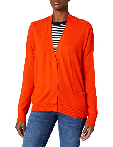BOSS Damski kardigan C Fabula Relaxed-Fit z żywej wełny i kaszmiru, Bright Orange821, L