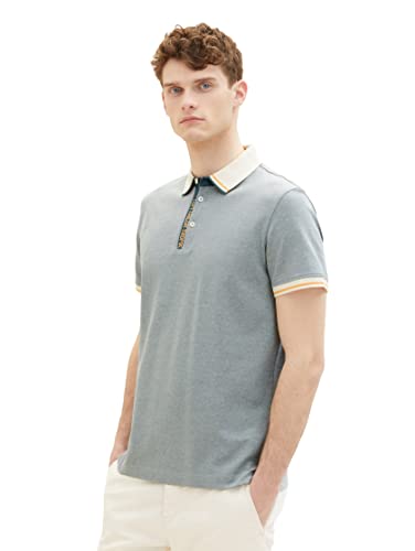 TOM TAILOR Męska koszulka polo, 31504 - Green Vintage Beige Twotone, M
