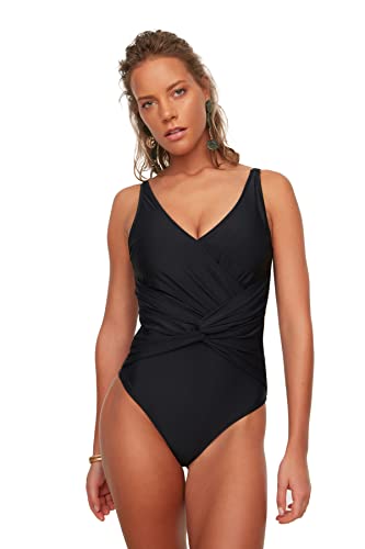 Trendyol Women's szczegółowy kostium kąpielowy w Shires One Piece Swimsuit, czarny, 38