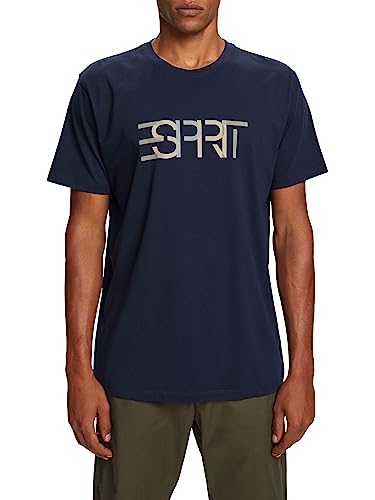 ESPRIT Męski T-shirt 043EE2K304, 400/NAVY, L, 400/granatowy, L