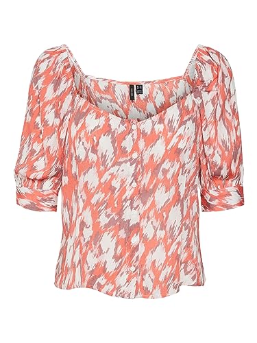 VERO MODA Bluzka damska, Ge Peach/Aop: mette, XL