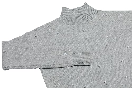 faina Damski sweter z cekinami, elegancki sweter akrylowy jasnoszary melanż, rozmiar XS/S, jasnoszary melanż, XS