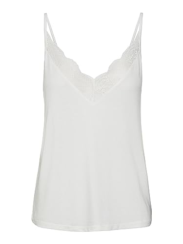 VERO MODA Women's VMSELLA Singlet JRS GA BTQ Top, Snow White, M, Snow White, M