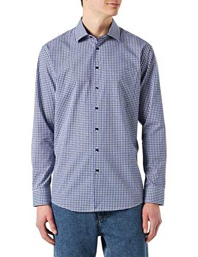 Seidensticker Męska koszula z długim rękawem, regularny krój, niebieska, 43, niebieski, 43