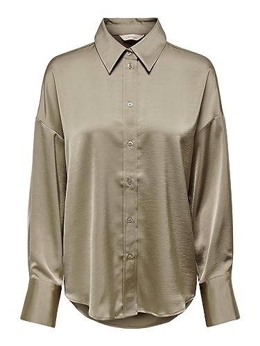 ONLY Onlmarta Ls Oversize Satin Shirt WVN bluzka damska, Weathered Teak, M