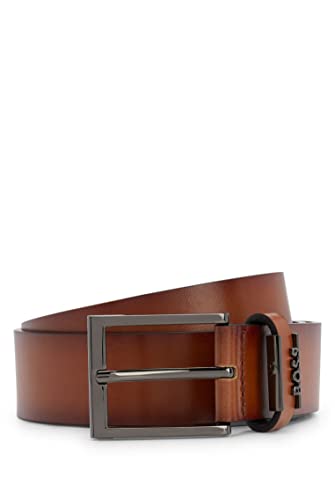 BOSS Męski pasek Cole-Ant Sz35 z włoskiej skóry z metalowym logo, Medium Brown210, 80